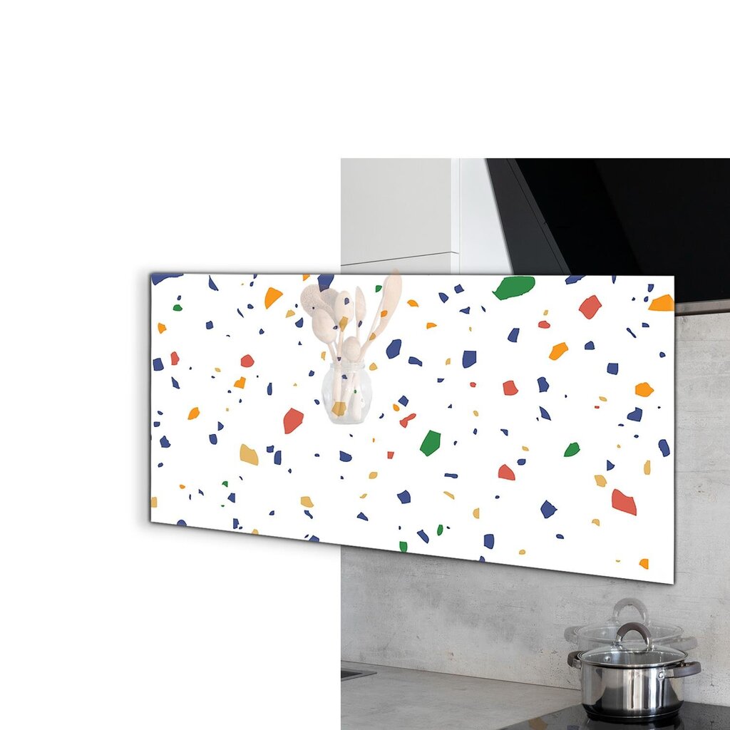 Klaasist seinaplaat pliidile, Terrazzo Terrazzo veeris, 140x70cm цена и информация | Köögimööbli tarvikud | kaup24.ee