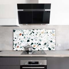 Klaasist seinaplaat pliidile, Halli kvartsi terrazzo tekstuur, 140x70cm цена и информация | Комплектующие для кухонной мебели | kaup24.ee