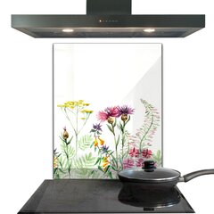 Klaasist seinaplaat pliidile, Värviliste lilledega heinamaa, 60x80cm hind ja info | Köögimööbli tarvikud | kaup24.ee