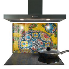 Klaasist seinaplaat pliidile, Kilpkonna keraamiline mosaiik, 80x60cm цена и информация | Комплектующие для кухонной мебели | kaup24.ee