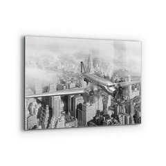 Klaasist seinaplaat pliidile, Lennuk New Yorgi kohal, 80x60cm цена и информация | Комплектующие для кухонной мебели | kaup24.ee