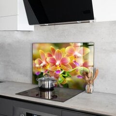 Klaasist seinaplaat pliidile, Oranž orhidee, 80x60cm цена и информация | Комплектующие для кухонной мебели | kaup24.ee