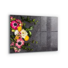 Klaasist seinaplaat pliidile, Looduslike lillede koostis, 80x60cm цена и информация | Комплектующие для кухонной мебели | kaup24.ee