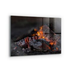 Klaasist seinaplaat pliidile, Põlev lõkketuli, 80x60cm hind ja info | Köögimööbli tarvikud | kaup24.ee