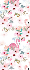 Sisemine ruloo, mis laseb valgust läbi, Flamingod lillede seas, 60x140 cm цена и информация | Рулонные шторы | kaup24.ee