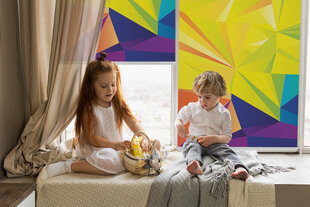 Sisemine ruloo, mis laseb valgust läbi, Värviline origami muster, 80x140 cm hind ja info | Rulood | kaup24.ee