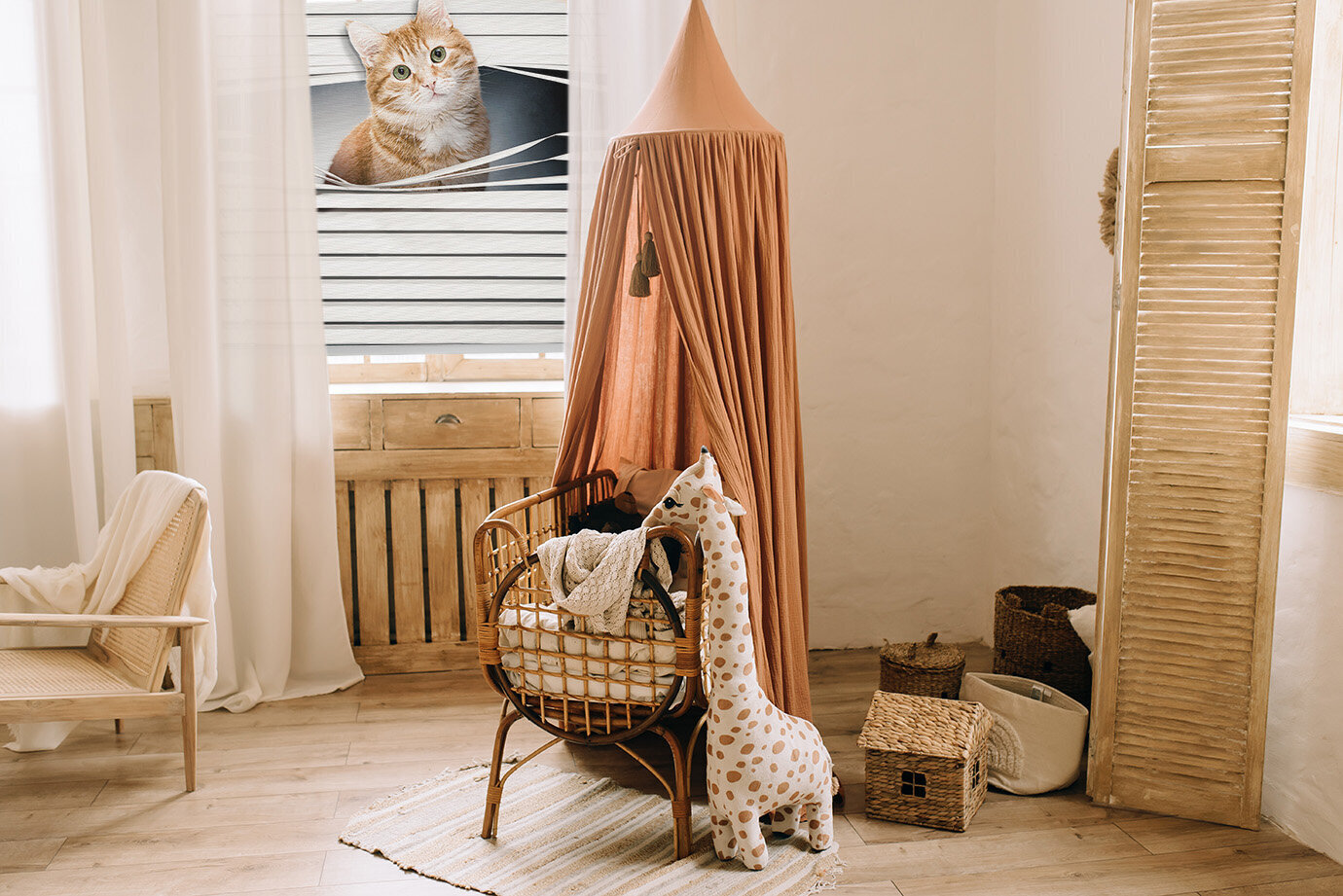 Sisemine ruloo, mis laseb valgust läbi, Punane kass, 120x140 cm цена и информация | Rulood | kaup24.ee