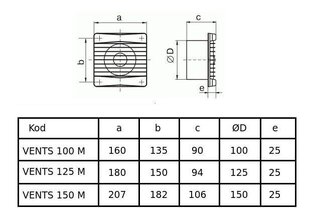 Вентилятор для ванной комнаты SILENTA 100 ML цена и информация | Вентиляторы для ванной | kaup24.ee