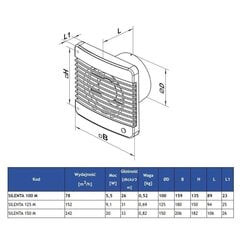 SILENTA 100 M VL vannitoaventilaator hind ja info | Vannitoa ventilaatorid | kaup24.ee