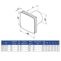 VENTS 100 LD TH vannitoaventilaator hind ja info | Vannitoa ventilaatorid | kaup24.ee