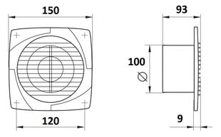 VENTS 100 D1 T vannitoaventilaator hind ja info | Vannitoa ventilaatorid | kaup24.ee