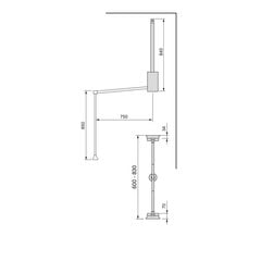 Riidekapi nagi-pantograaf Emuca Hang, 60-83 cm, hall hind ja info | Kapid | kaup24.ee