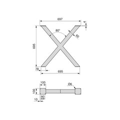 Komplektis 2 lauajalga Emuca Cross, 69,5x69,5 cm, valge hind ja info | Mööblijalad | kaup24.ee