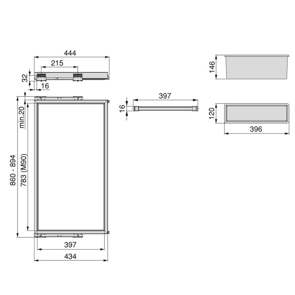 Pükste riidepuu Emuca Hack, 90 cm, hall hind ja info | Kapid | kaup24.ee