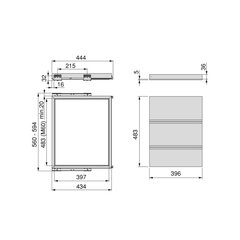 Modulaarne sahtel Emuca Hack, 60 cm, hall hind ja info | Kapid | kaup24.ee