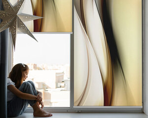 Sisemine ruloo, mis laseb valgust läbi, Kollane abstraktsioon, 140x140 cm hind ja info | Rulood | kaup24.ee