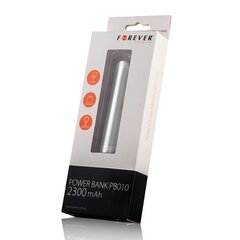 Forever PB010 Metal Tube Power Bank 2300mAh Универсальный внешний аккумулятор USB 5V 1A Порт + LED Фонарик Серебристый цена и информация | Зарядные устройства Power bank | kaup24.ee