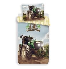 Laste voodipesukomplekt Tractor Green 140×200 cm, 2-osaline hind ja info | Beebide ja laste voodipesu | kaup24.ee