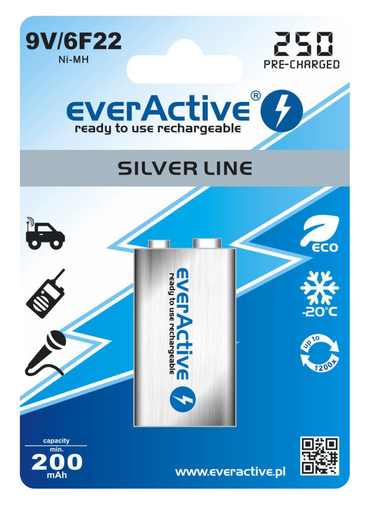 everActive 9V "Ready to Use" patarei цена и информация | Patareid | kaup24.ee