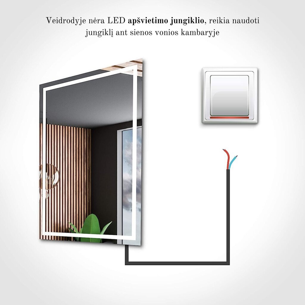 Peegel LED-valgustusega Vannituppa, Magamistuppa, Elutuppa - Seattle - 60 cm, 80 cm цена и информация | Vannitoa peeglid | kaup24.ee