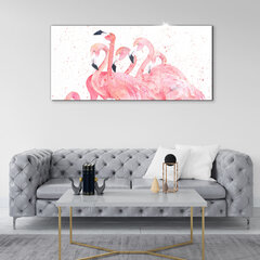 Karastatud klaasist pilt Hunnik flamingosid, 100x50 cm цена и информация | Картины, живопись | kaup24.ee