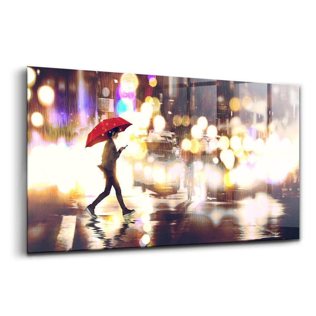 Karastatud klaasist pilt Sa pole üksi Street Rain, 100x50 cm hind ja info | Seinapildid | kaup24.ee