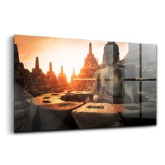 Karastatud klaasist pilt Vaade mediteerivale Buddha kujule, 100x50 cm цена и информация | Картины, живопись | kaup24.ee