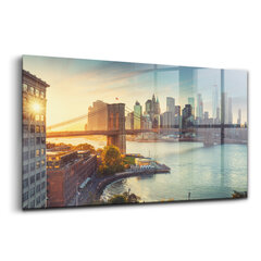 Karastatud klaasist pilt New Yorgi Manhattani Brooklyni sild, 100x50 cm hind ja info | Seinapildid | kaup24.ee