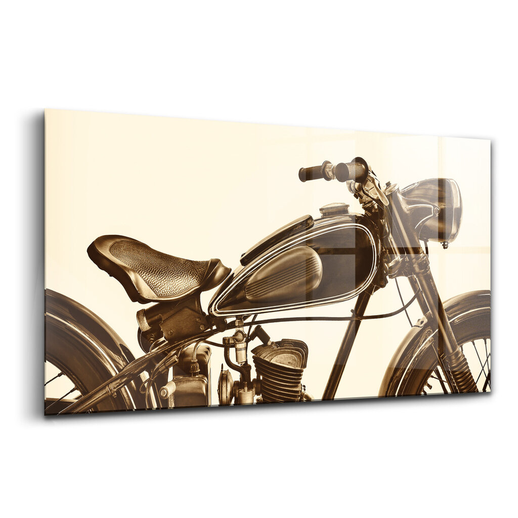 Karastatud klaasist pilt Vintage retro mootorratas Sepia, 100x50 cm hind ja info | Seinapildid | kaup24.ee