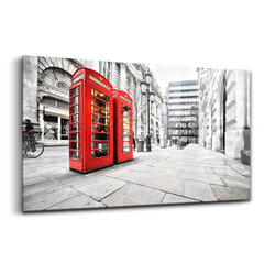 Karastatud klaasist pilt Punased telefoniputkad Londonis, 100x50 cm цена и информация | Картины, живопись | kaup24.ee