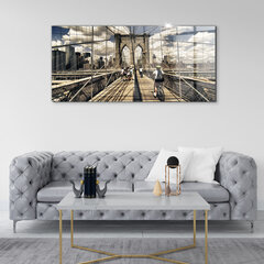 Karastatud klaasist pilt Vaade New Yorgi Brooklyni sillale, 100x50 cm цена и информация | Картины, живопись | kaup24.ee