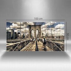 Karastatud klaasist pilt Vaade New Yorgi Brooklyni sillale, 100x50 cm цена и информация | Картины, живопись | kaup24.ee