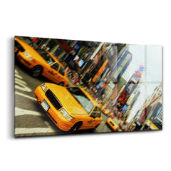 New Yorgi kollased taksod, 140x70 cm hind ja info | Seinapildid | kaup24.ee