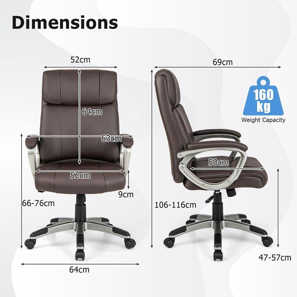 Kontoritool Costway, pruun hind ja info | Kontoritoolid | kaup24.ee