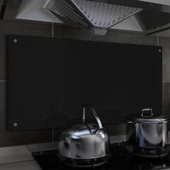 vidaXL köögi pritsmekaitse, must, 100 x 50 cm, karastatud klaas цена и информация | Комплектующие для кухонной мебели | kaup24.ee