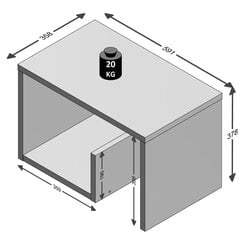 FMD diivanilaud kaks ühes, 59 x 36 x 38 cm, tamm цена и информация | Журнальные столики | kaup24.ee