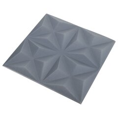 vidaXL 3D seinapaneelid, 12 tk, 50x50 cm, origamihall, 3 m² цена и информация | Элементы декора для стен, потолка | kaup24.ee