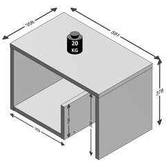 FMD diivanilaud kaks ühes, 59,1 x 35,8 x 37,8 cm, beež tamm hind ja info | Diivanilauad | kaup24.ee