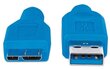 Andmeedastuskaabel TECHLITE A male - Micro-B male USB 3.0 hind ja info | Kaablid ja juhtmed | kaup24.ee