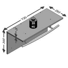 FMD seinale kinnitatav riidenagi 72 x 29,3 x 34,5 cm, betoonhall цена и информация | Вешалки для одежды | kaup24.ee