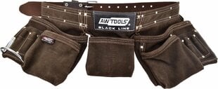 AWTOOLS PROFESSIONAL FITTER BELT ЧЕРНЫЙ КОЖАНЫЙ РЕМЕНЬ С 11 КАРМАНАМИ цена и информация | Ящики для инструментов, держатели | kaup24.ee