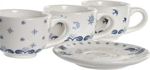 Dkd Home Decor Set of Mugs with Saucers DKD Home Decor Blue Metal White 180 ml Dolomite hind ja info | Klaasid, tassid ja kannud | kaup24.ee