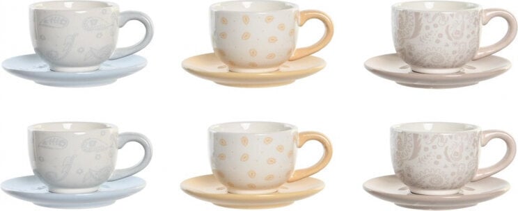 Dkd Home Decor Set of Mugs with Saucers DKD Home Decor Blue Pink Metal Yellow 180 ml Dolomite цена и информация | Klaasid, tassid ja kannud | kaup24.ee