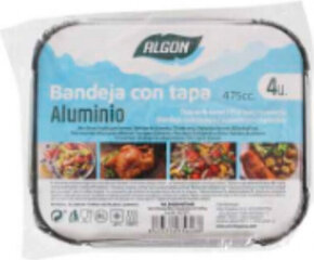 Algon Tray with lid Algon 15 x 12 x 1,5 cm Rectangular Aluminium 475 ml 4 Units hind ja info | Ahjuvormid ja küpsetustarvikud | kaup24.ee