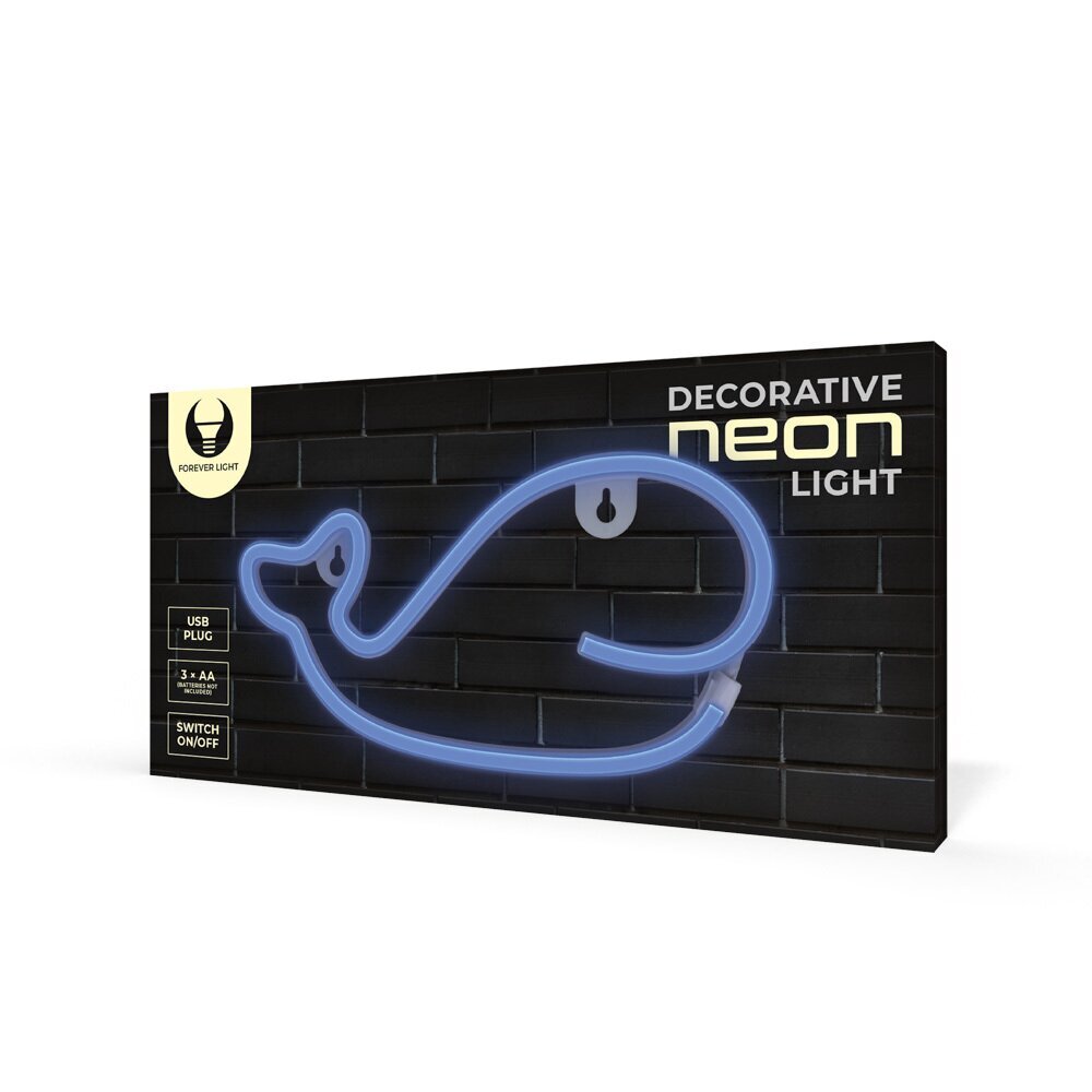 Neon LED Light WHALE blue Bat + USB FLNE19 Forever Light hind ja info | Rippvalgustid | kaup24.ee