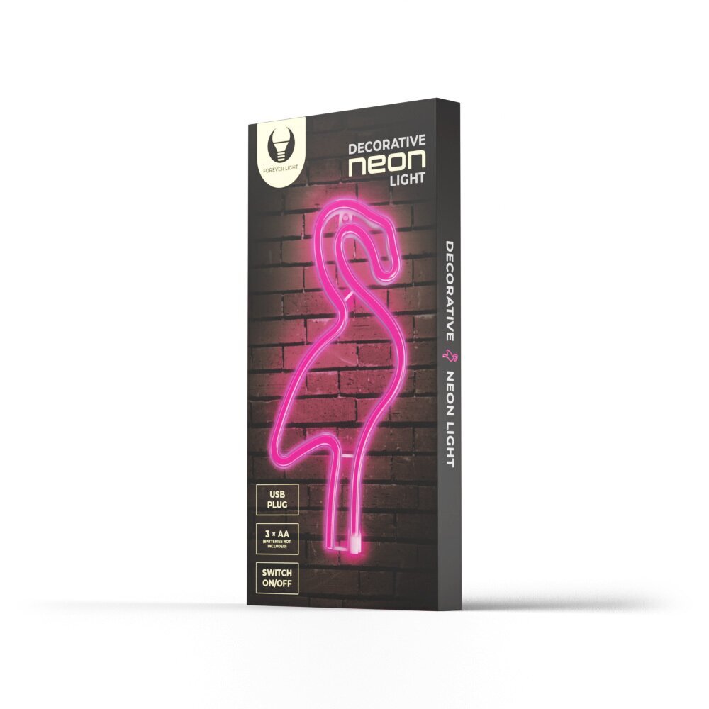 Neon LED Light Flamingo pink Bat + USB FLNE18 Forever Light hind ja info | Rippvalgustid | kaup24.ee