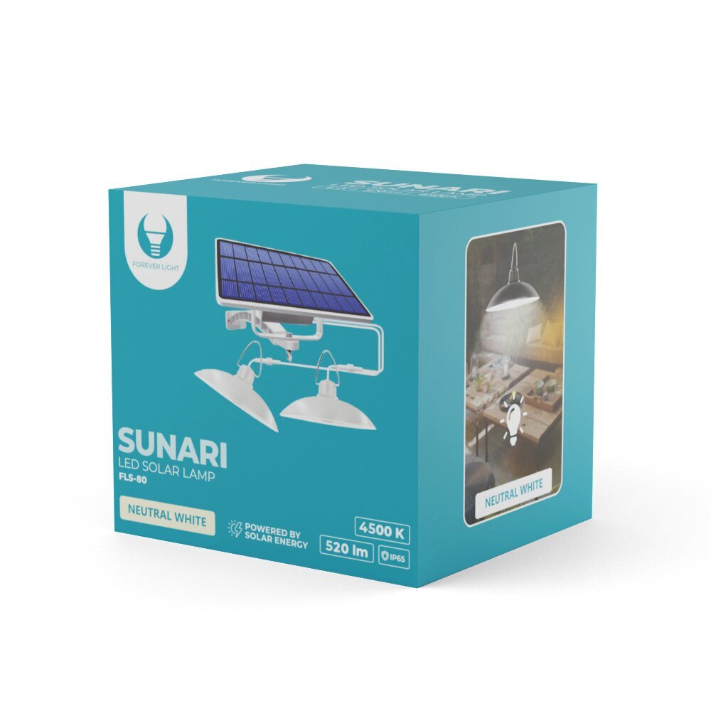 SUNARI Solar Double Lamp LED FLS-80 6W 520lm 4500K 5500mAh Li-Ion Forever Light hind ja info | Rippvalgustid | kaup24.ee