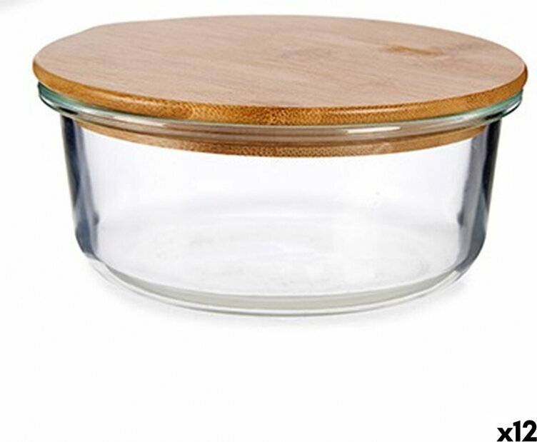 Vivalto Round Lunch Box with Lid Bamboo 15 x 6,5 x 15 cm (12 Units) цена и информация | Toidu säilitusnõud | kaup24.ee