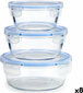 Vivalto Set of lunch boxes Circular Blue Transparent Glass (8 Units) цена и информация | Toidu säilitusnõud | kaup24.ee