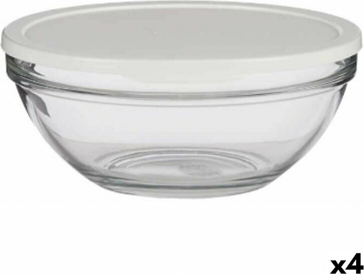 Pasabahce Round Lunch Box with Lid Chefs White 2,5 L 23,7 x 10,1 x 23,7 cm (4 Units) цена и информация | Toidu säilitusnõud | kaup24.ee